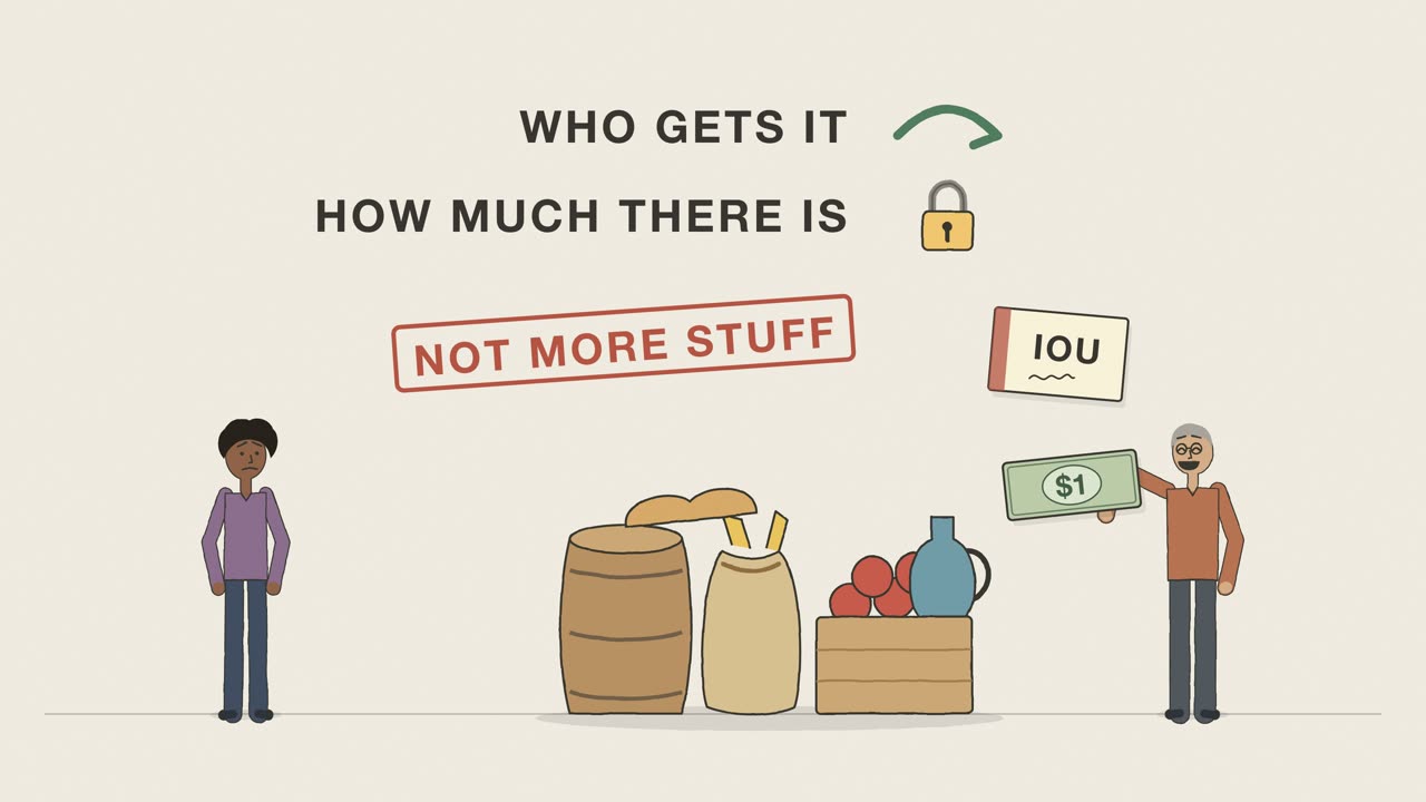 How inflation works: a tiny town example: a frame from the cartoon